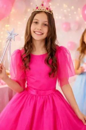 Costume de déguisement princesse luxe rose enfant 10/12 ans – Robe et diadème inclus Prix Bas