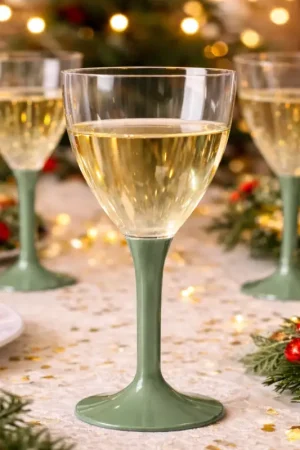 Verre à vin plastique réutilisable Vert Sauge x 20 Offre Spéciale