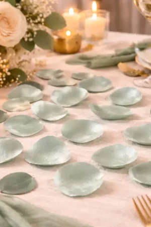 Marque Petale de rose en satin Eucalyptus x 80 pièces