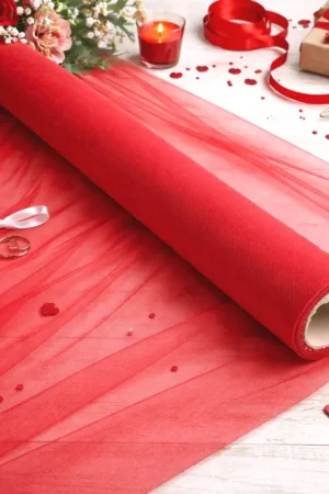 Prix Bas Rouleau de tulle souple rouge 150cm x 25m
