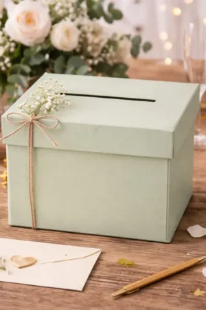 Urne Carrée Carton Vert de Gris 19,5x12x19,5cm - Pliable Commande En Gros