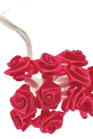 Soldes Mini rose mariage en satin Fuchsia x 48pièces