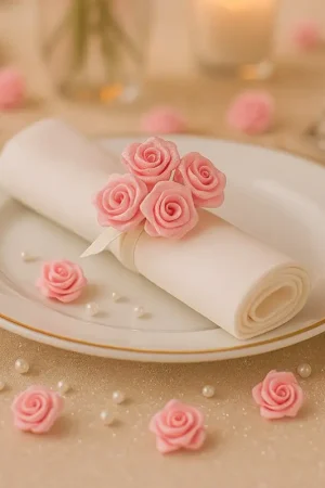 Acheter En Ligne Mini rose mariage en satin Rose x 48 pièces