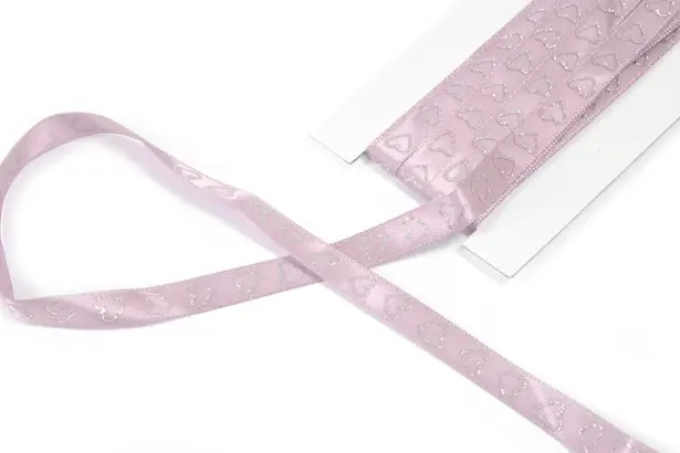 Acheter En Ligne Ruban satin Rose avec coeur pailleté