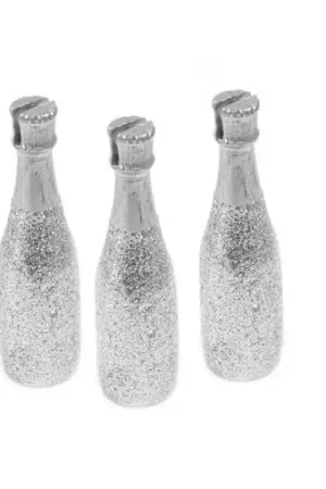 Usine Directe Porte nom bouteille de champagne Argent x 3 pièces