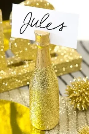 Solde Porte nom bouteille de champagne Or x 3 pièces
