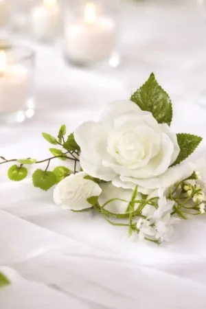 Paiement Sécurisé Composition fleurs eglantine Blanche