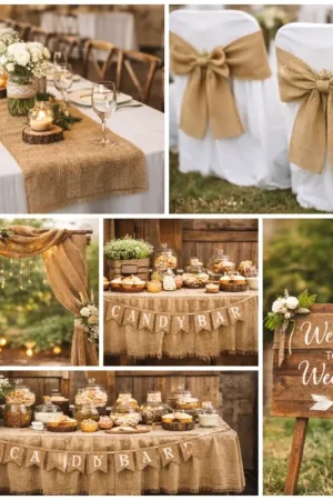 Solde Ruban jute 20cm pour noeuds de chaise mariage x 5 mètres