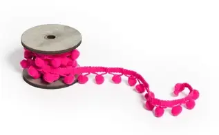 Vente Directe Ruban de pompons perou fuchsia
