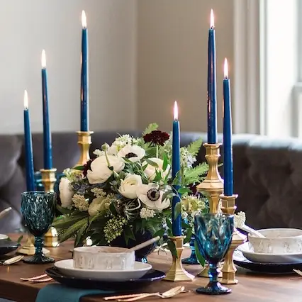Offre Du Jour Bougie chandelier mariage Bleu Marine x 10 pièces