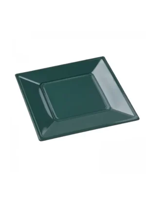Assiette carrée plastique Vert sapin 18cm x12 pièces Meilleure Vente