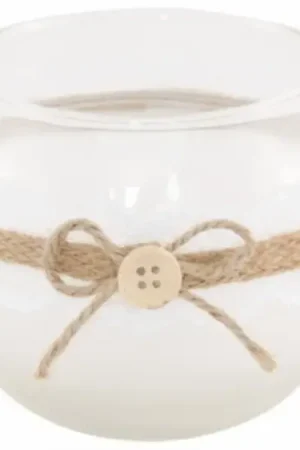 Photophore mariage en verre avec jute Offre Exclusive