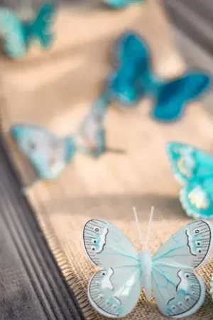 10 Papillons mariage degradés Bleu Haute Qualité