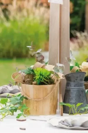 Centre de table Seau en bois naturel x 2 pièces Soldes
