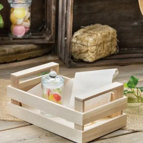 Expédition Rapide Centre de table 3 grandes cagettes en bois naturel