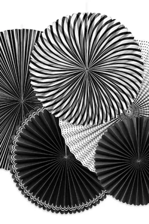 Rosace eventail en papier Noir et Blanc x 5 pièces Must-Have