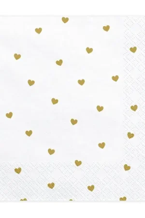 Serviette en papier avec petits coeurs Or x 20 pièces Achetez Aujourd'hui