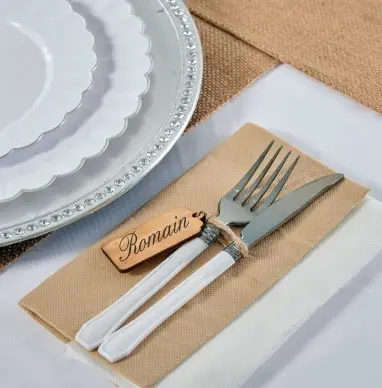 Pas Cher Marque place etiquette en bois rectangle naturelle x 6 pièces