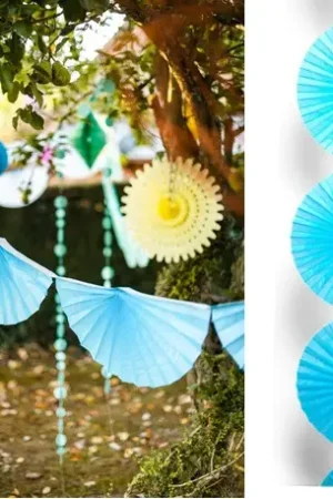 Nouveauté Guirlande mariage eventail Turquoise 3 mètres