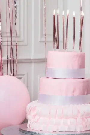 Vente Directe Bougie géante pailletée Rose x 6 pièces