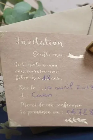10 Cartes d'invitations kraft et Or Prix Cassé