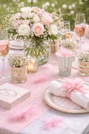 Offre Du Jour Chemin de table intisse Plumetis Rose