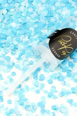 Vente Directe Petit canon a confettis Turquoise 18cm
