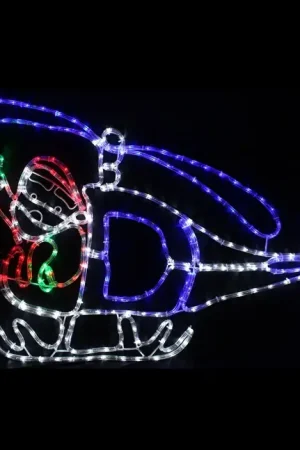 Meilleure Vente Silhouette de noel lumineuse Père Noel sur Helicoptere