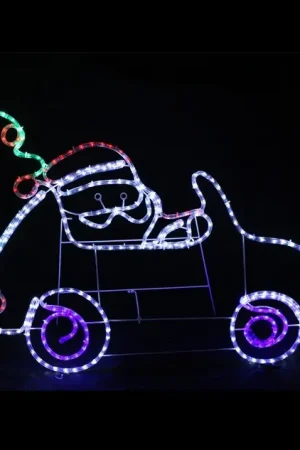 Silhouette de noel lumineuse Père Noel dans voiture Vente Flash