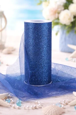 Achetez Aujourd'hui Rouleau de tulle pailleté 15cm Bleu marine x 9 mètres