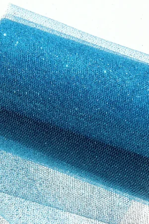Meilleur Choix tulle pailleté souple 15cm turquoisex 10 mètres