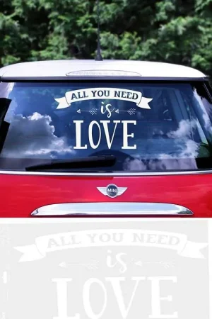 Grand Sticker mariage voiture All you need is love Offre Limitée