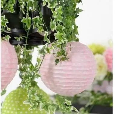 Réduction Boule en papier chinoise rose a pois blanc 20 cm x 2 pièces