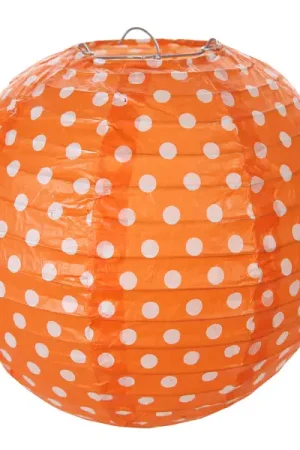 Boule en papier chinoise Orange a pois blanc 20 cm x 2 pièces Certifié