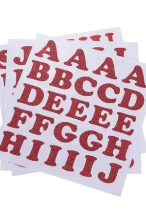Vente Flash 71 Stickers alphabet chiffre pailleté Rouge
