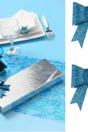 Acheter En Ligne Noeud pailleté sur pince Turquoise x 2 pièces