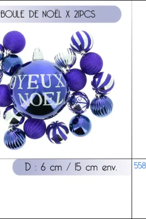 Produit De Marque Lot de 21 Boules de noel Joyeux Noel Turquoise