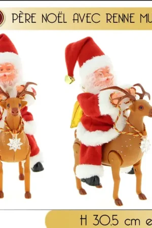 Père noel automate avec renne musical Acheter En Ligne
