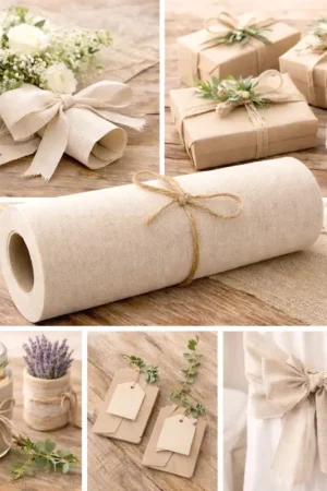 Ruban en lin 20cm pour noeuds de chaise mariage Seulement Aujourd'hui