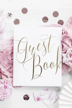 Livre d'or luxe Blanc Guest Book Expédié Aujourd'hui