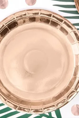 Expédition Rapide Assiette en carton métallisé Rose gold 23 cm x 6 pièces