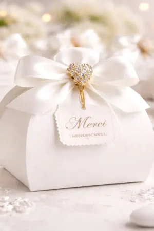 Boite a dragées mariage Blanche Luxe x 10 pièces Top Vente