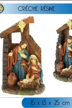 Prix Cassé Petite creche de noel en résine x 3 pièces