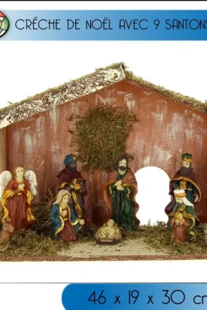 Creche de noel originale avec 9 santons luxe Authentique