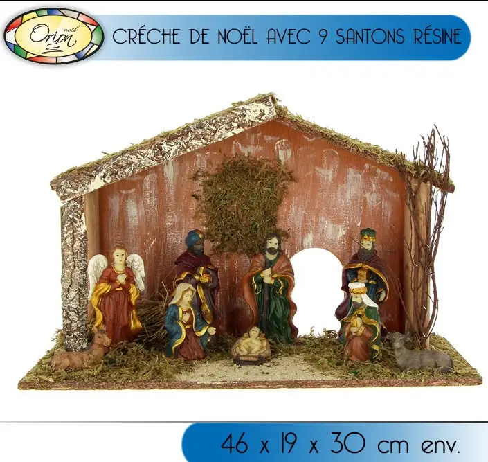 Creche de noel originale avec 9 santons luxe Authentique