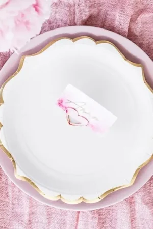 Petite assiette carton blanc contour Or x 6 pièces Réduction