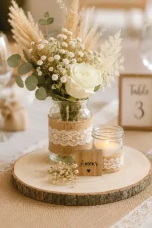Centre de table Rondin de bois 20cm Vente Flash