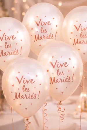 Offre Exclusive Ballon vive les mariés Nacré rose gold x6