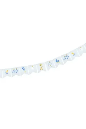 Offre Exclusive Guirlande 14 Fanions baby shower bleu ciel