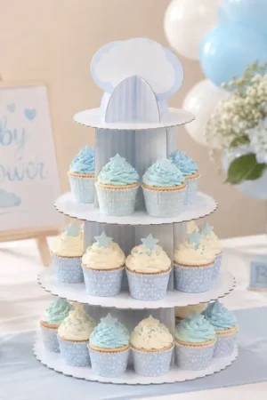 Acheter En Ligne Présentoir cups cake Babyshower Bleu ciel